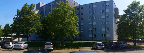 Side view of the Haus Athena Student Dormitory